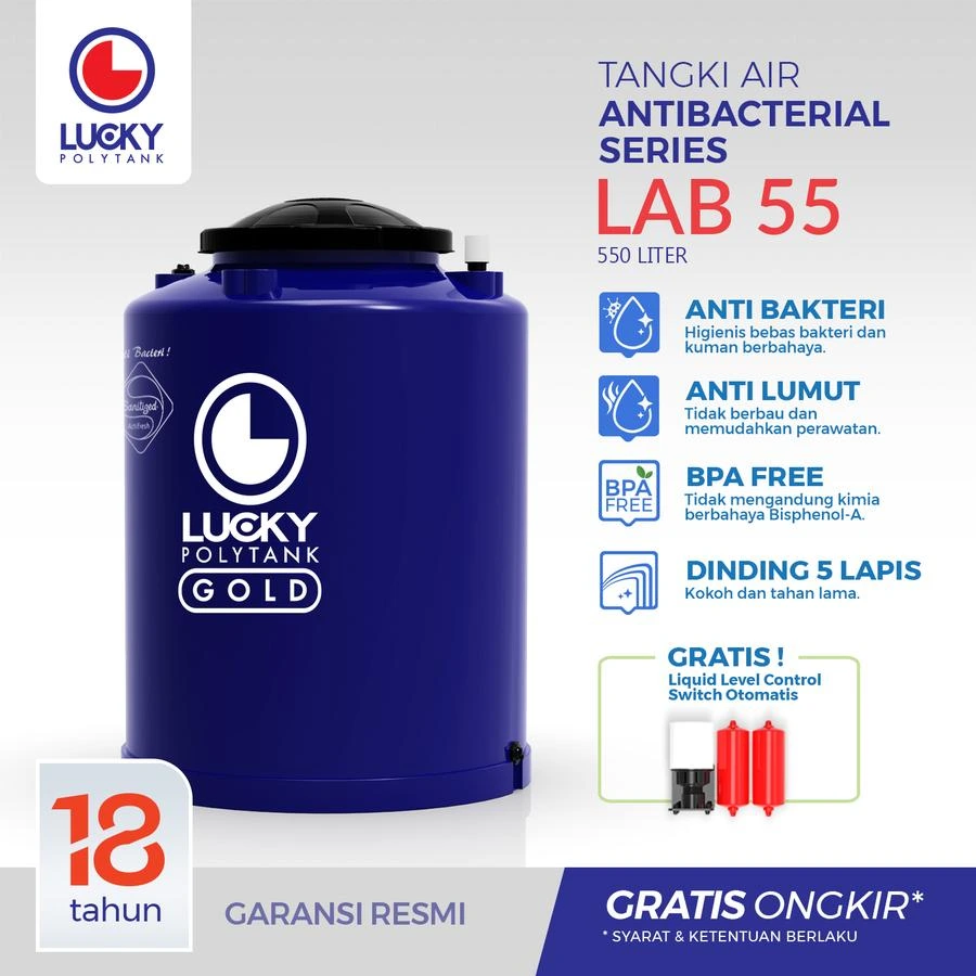 Toren Air Antiåbakteri Lucky 550 liter (LAB 55)